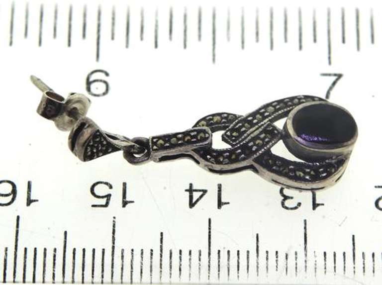 Sterling Silver Black Onyx and Marcasite Earrings