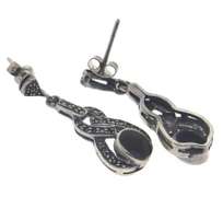 Sterling Silver Black Onyx and Marcasite Earrings