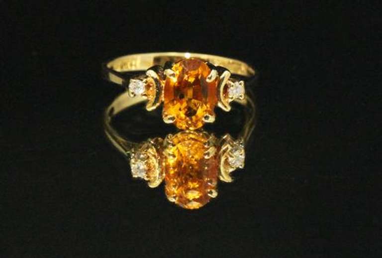 Perky Natural Citrine & Diamond Ring in 10k