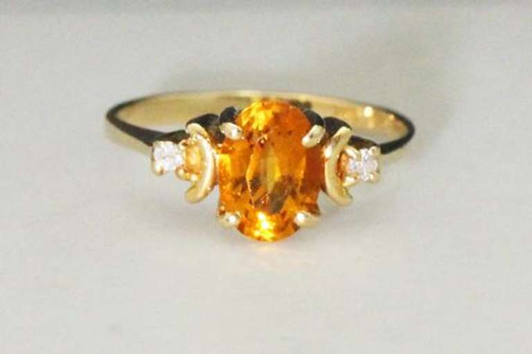 Perky Natural Citrine & Diamond Ring in 10k