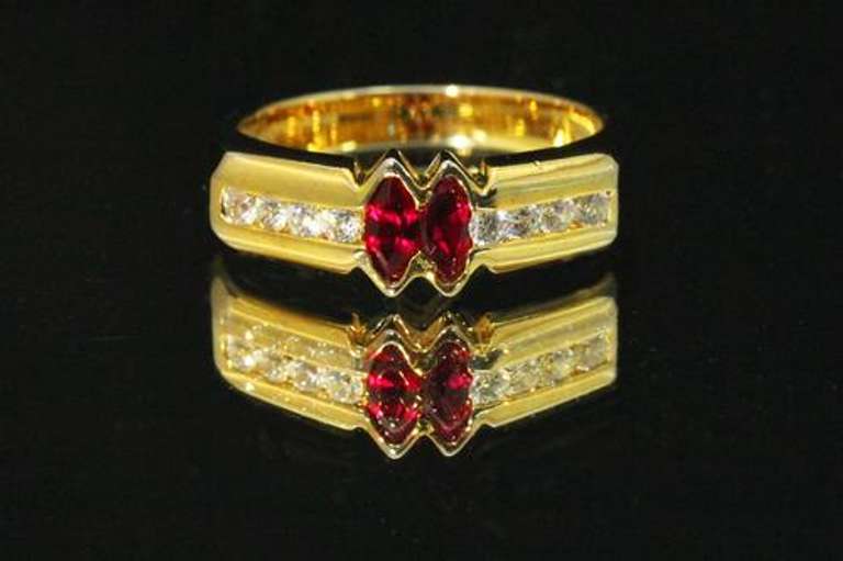 Fine Natural Rubies in Vermeil Ring