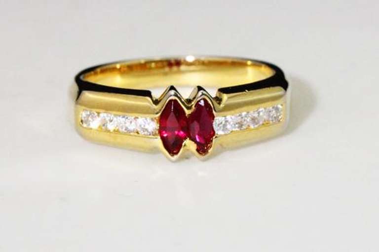 Fine Natural Rubies in Vermeil Ring