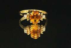 Perky Natural Citrine & Diamond Ring in 10k