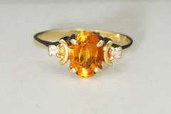 Perky Natural Citrine & Diamond Ring in 10k
