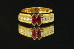 Fine Natural Rubies in Vermeil Ring