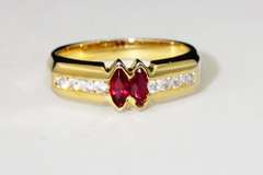 Fine Natural Rubies in Vermeil Ring