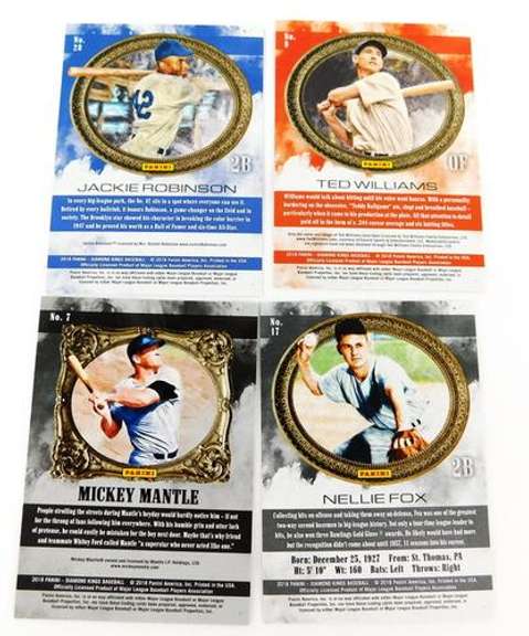 4 Panini Diamond Kings Baseball Cards, Great Names