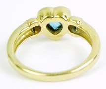 Blue Tourmaline Heart & Diamonds 14K Ring, 7.5