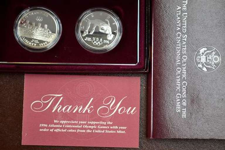 1996 2 Coin Proof Rowing & High Jump $s OGP
