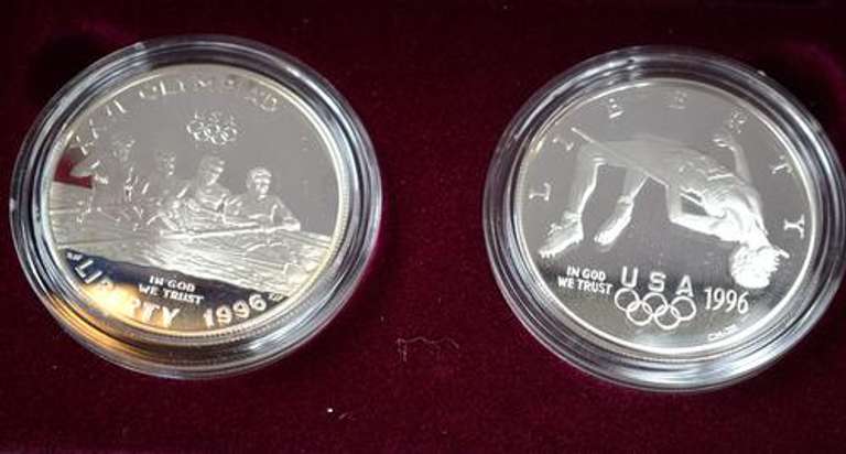 1996 2 Coin Proof Rowing & High Jump $s OGP