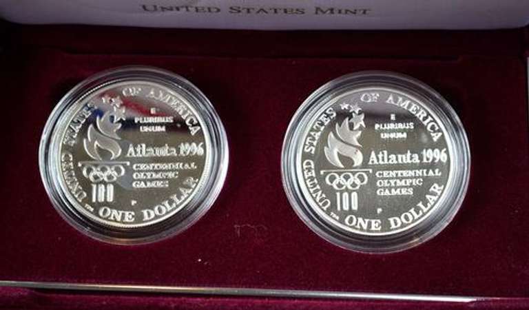 1996 2 Coin Proof Rowing & High Jump $s OGP