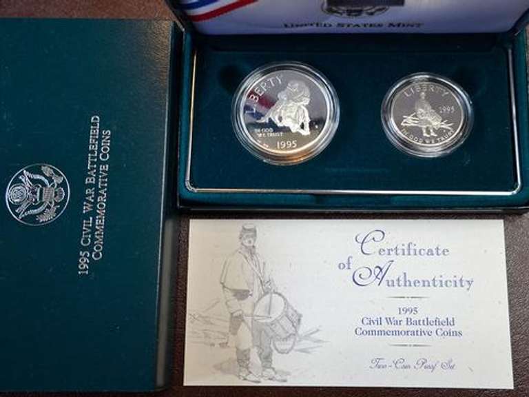 1995 Civil War 2Coin Proof Commem Set OGP