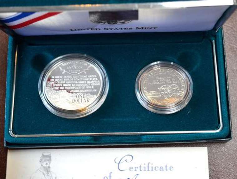 1995 Civil War 2Coin Proof Commem Set OGP