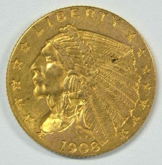 Very pretty 1908 US $2.50 Indian Gold Piece