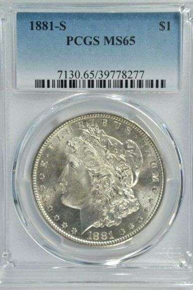 Super Gem BU 1881-S Morgan Silver Dollar. PCGS MS65