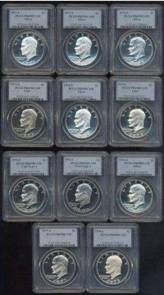 11 Gem Deep Cameo Proof Eisenhower $1s. PCGS PR69 DCAM