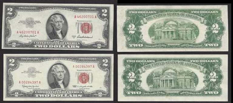Set of $2 1953-A and 1963 Legal Tenders