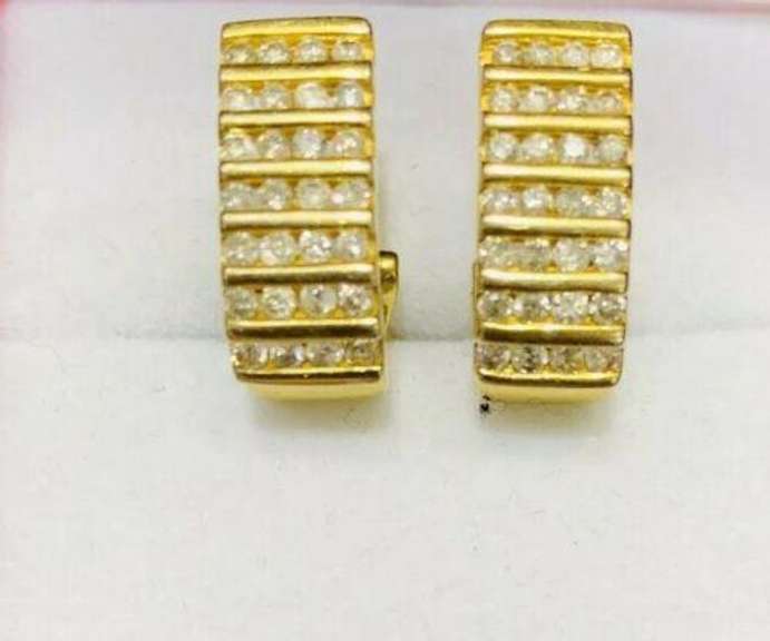 Solid Yellow Gold Diamond Earrings