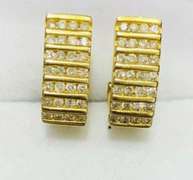 Solid Yellow Gold Diamond Earrings