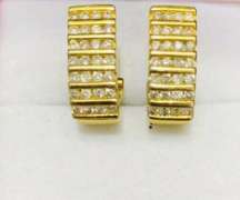 Solid Yellow Gold Diamond Earrings
