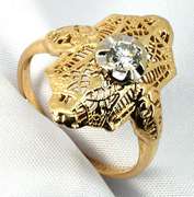 Vintage Style Filigree YG Diamond Ring