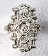 Vintage Filigree 18k WG Diamond Ring