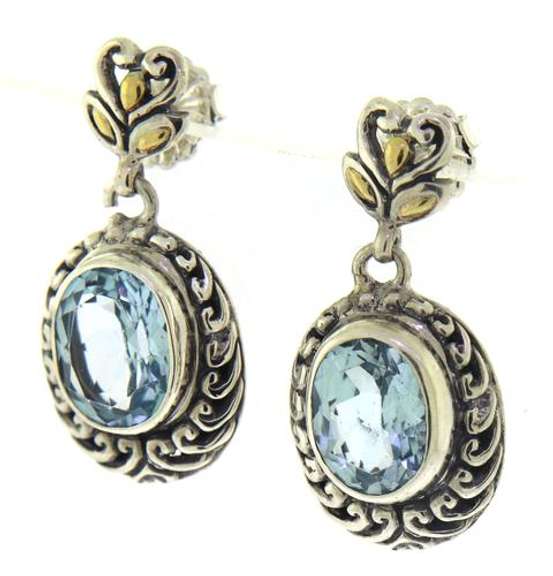 Sterling Silver Blue Topaz Dangle Earrings