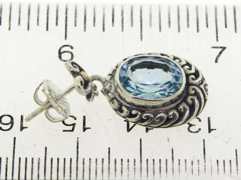 Sterling Silver Blue Topaz Dangle Earrings