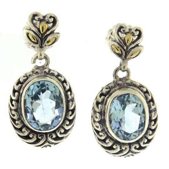 Sterling Silver Blue Topaz Dangle Earrings