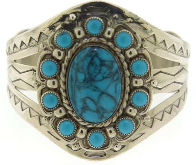 Vintage Sterling Silver Turquoise Cuff Bangle