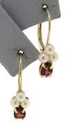 Goregous Garnet & Pearl Lever Back Yellow Gold Earrings