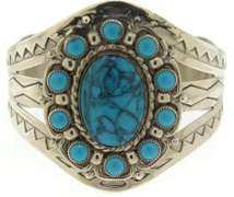 Vintage Sterling Silver Turquoise Cuff Bangle
