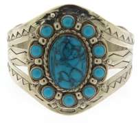 Vintage Sterling Silver Turquoise Cuff Bangle