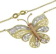 Fabulous Filagree Butterfly Yellow Gold Necklace