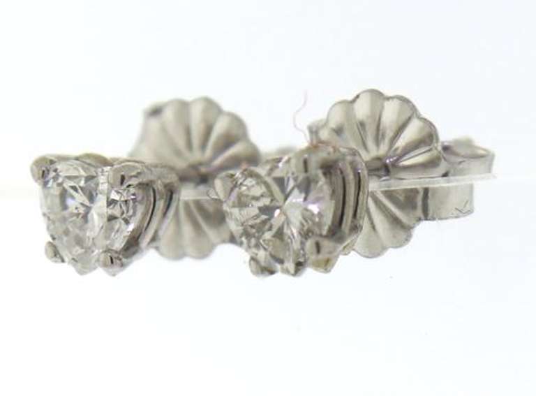 Pretty White Gold Heart Shaped Diamond Stud Earrings
