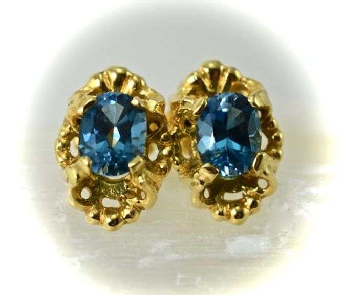 Vibrant Blue Topaz 14K Earrings