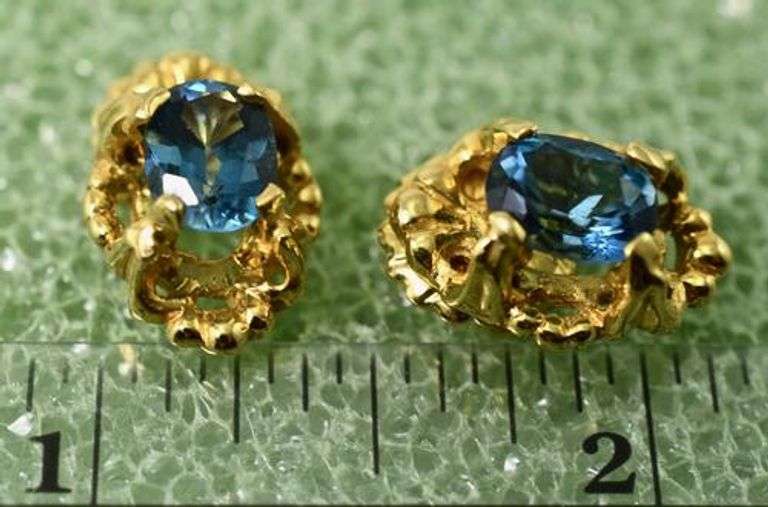 Vibrant Blue Topaz 14K Earrings