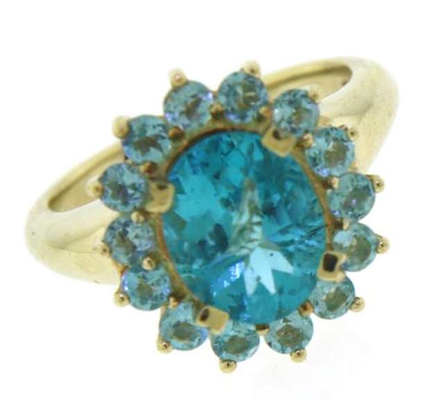 Formal Blue Topaz w Blue Topaz Halo Ring