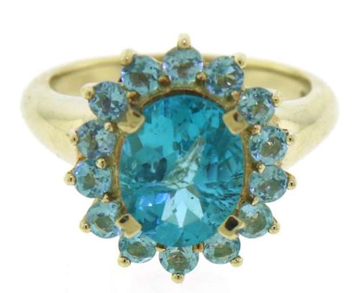 Formal Blue Topaz w Blue Topaz Halo Ring