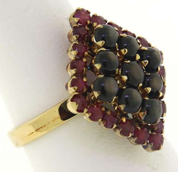 Handsome Ruby w Star Sapphire Cluster Ring