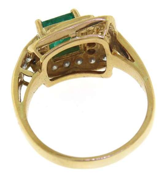 Glowing Emerald and Diamond Buckle Style Ring