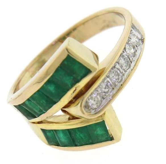 Charming Channel Set Emerald and Diamond Ring