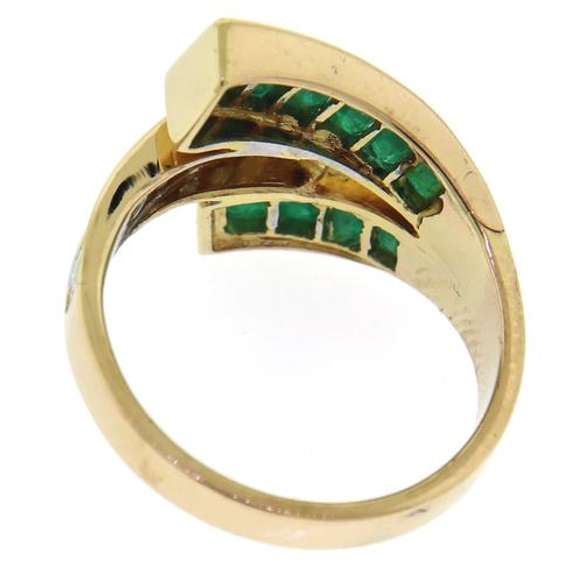 Charming Channel Set Emerald and Diamond Ring