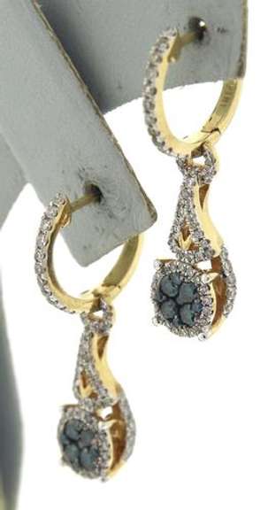 Stunning White & Blue Irrad Diamond Dangle Earrings