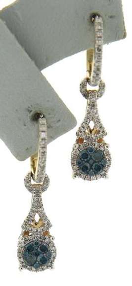 Stunning White & Blue Irrad Diamond Dangle Earrings