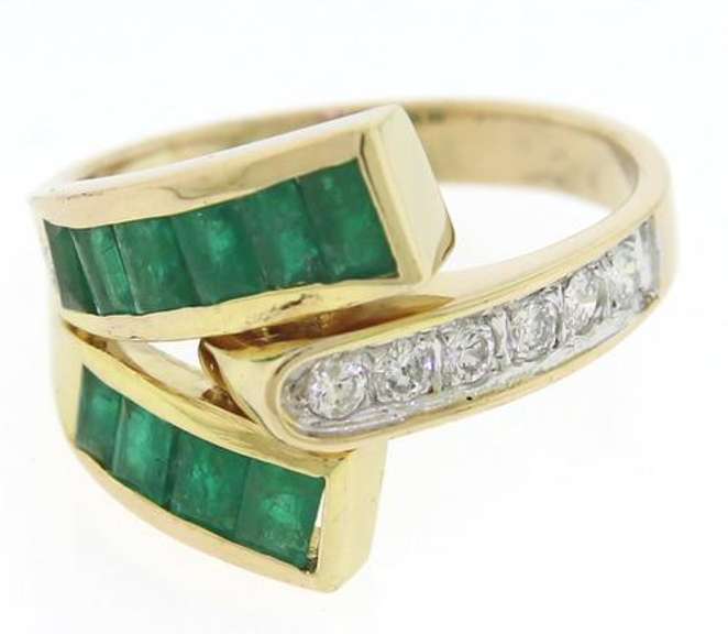 Charming Channel Set Emerald and Diamond Ring