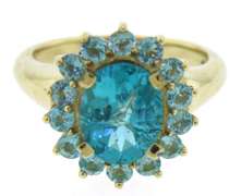 Formal Blue Topaz w Blue Topaz Halo Ring