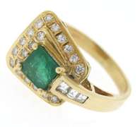Glowing Emerald and Diamond Buckle Style Ring