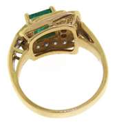 Glowing Emerald and Diamond Buckle Style Ring