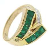 Charming Channel Set Emerald and Diamond Ring